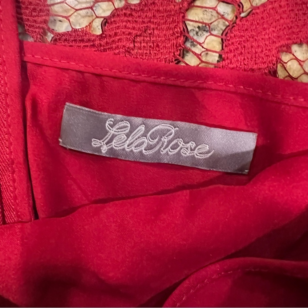 Lela Rose Red Lace Mini Dress - Picture 9 of 11